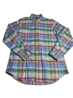 Polo Ralph Lauren Mens Classic Fit Plaid Button-Down Shirt M Multicolor Cotton